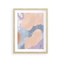 Plakat w ramie 30x40 - Przenikanie Niecodziennych Form - abstrakcyjne akwarelowe plamy, pastele - rama drewno
