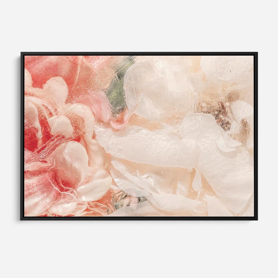 Obraz w ramie 100x70 - Kwiatowe hafty marzeń - abstrakcja przypominająca kwiaty, róże - rama czarna