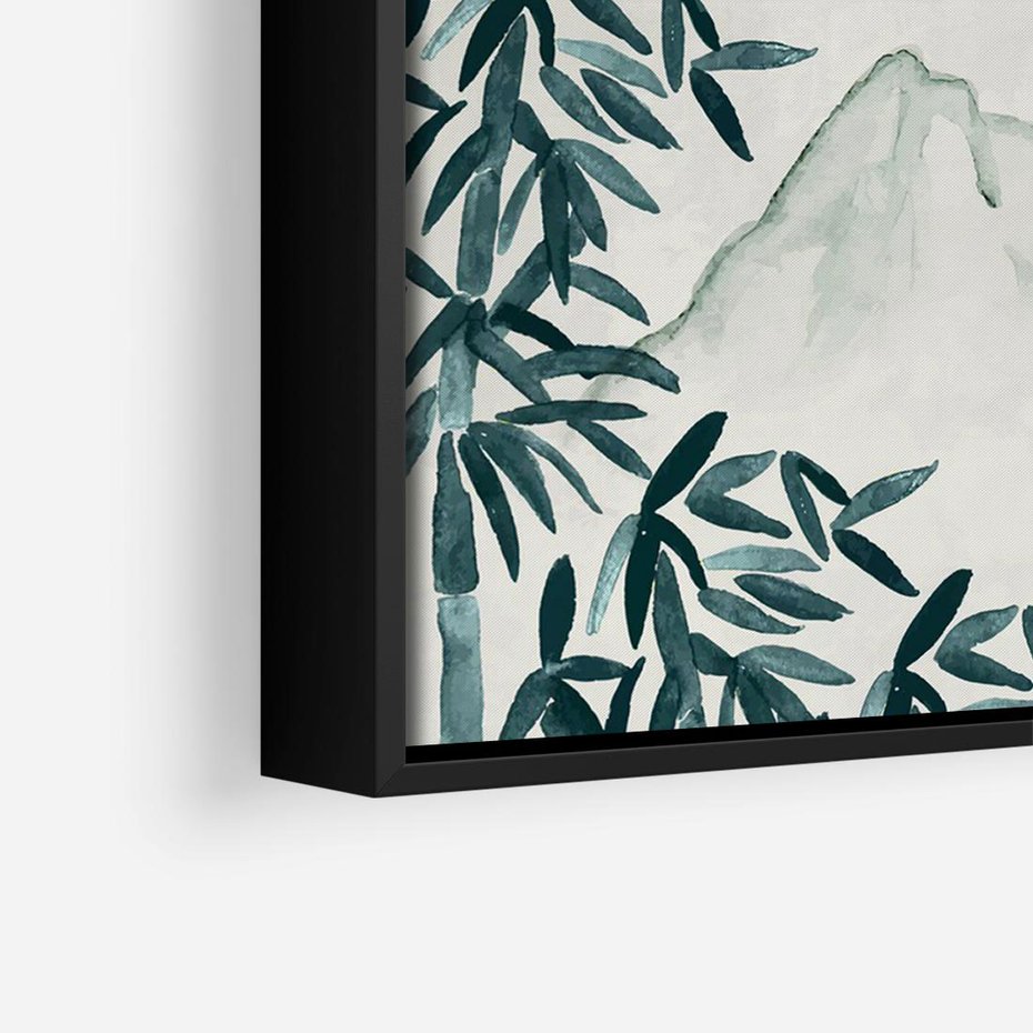 Obraz w ramie 100x70 - Słońce nad Górami - japoński krajobraz, góry - rama czarna