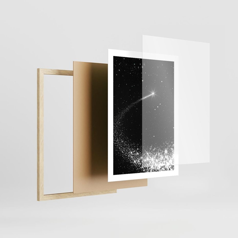 Plakat w ramie 50x70 - Kometa wśród gwiazd - kometa, gwiazdy - rama drewno