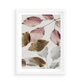 Plakat w ramie 50x70 - Pastelowe Liście z Nutką Złota - liście, pastelowe kolory - rama biała