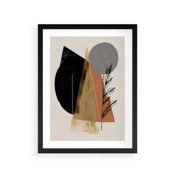 Plakat w ramie 30x40 - Wibracje Barw Ziemi - abstrakcyjny obraz, dziwne formy - rama czarna