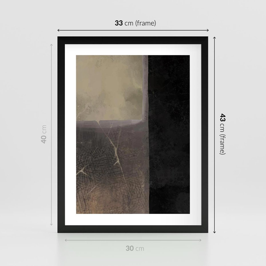 Plakat w ramie 30x40 - Kształty Urywane - mroczny plakat, nowoczesne wnętrza - rama czarna