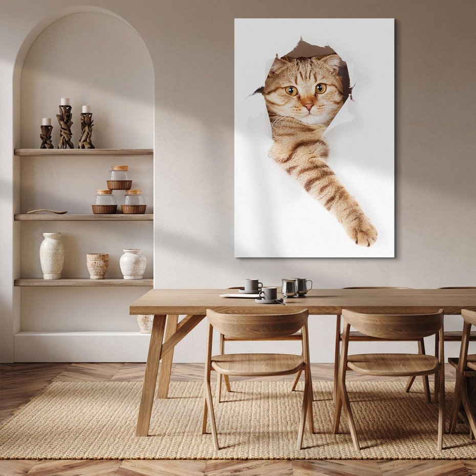 Obraz na płótnie 80x120 - Kot w Dziurze - kot, dziura