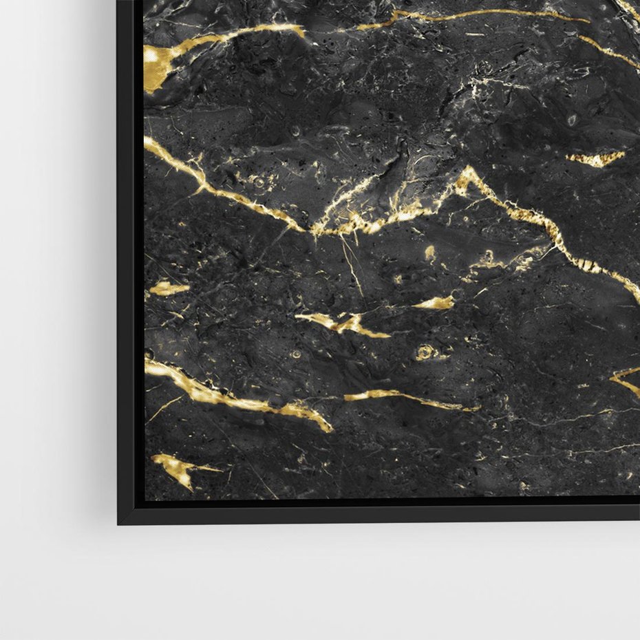Obraz w ramie 50x50 - Egzotyczny Blask - marmur, złoto - rama czarna