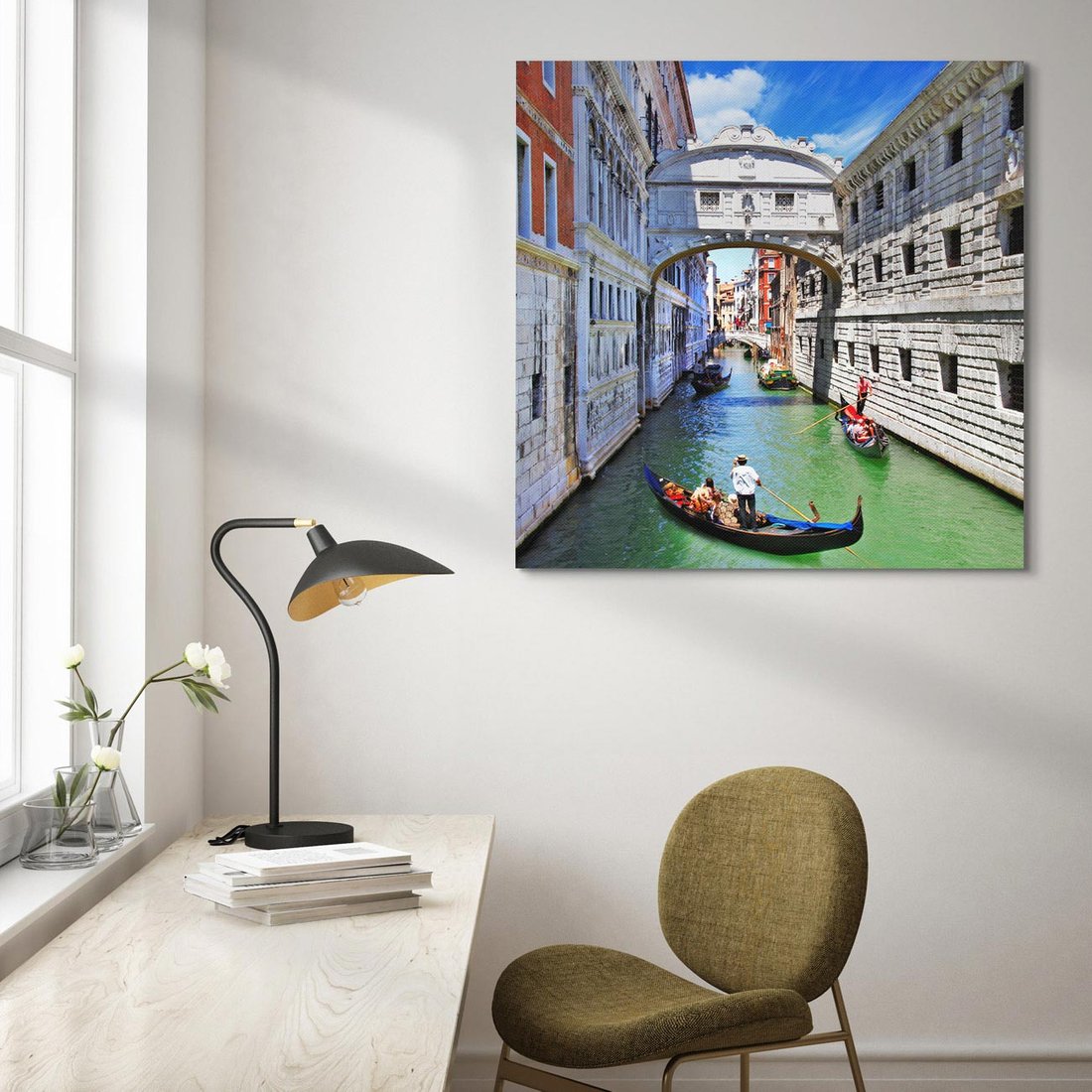 Obraz na płótnie 70x70 - Romantyczna gondola w Wenecji - Wenecja, gondola