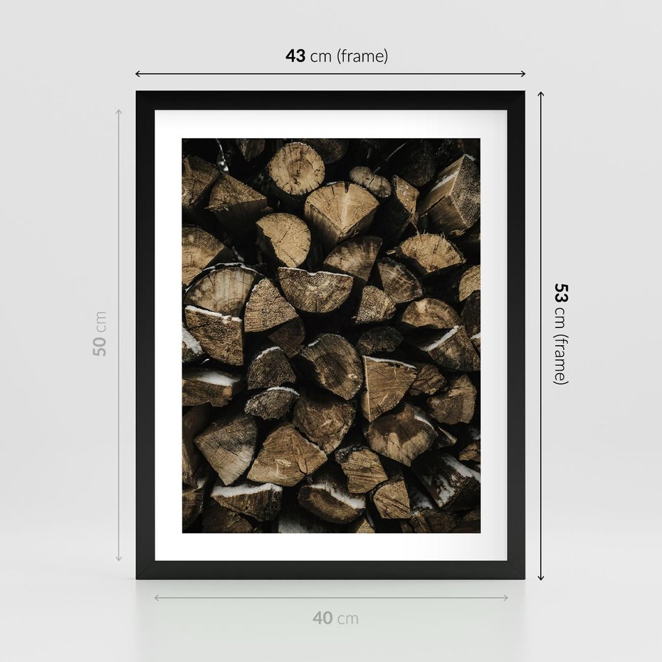 Plakat w ramie 40x50 - Piękno Prostej Formy - drewno, kłody - rama czarna