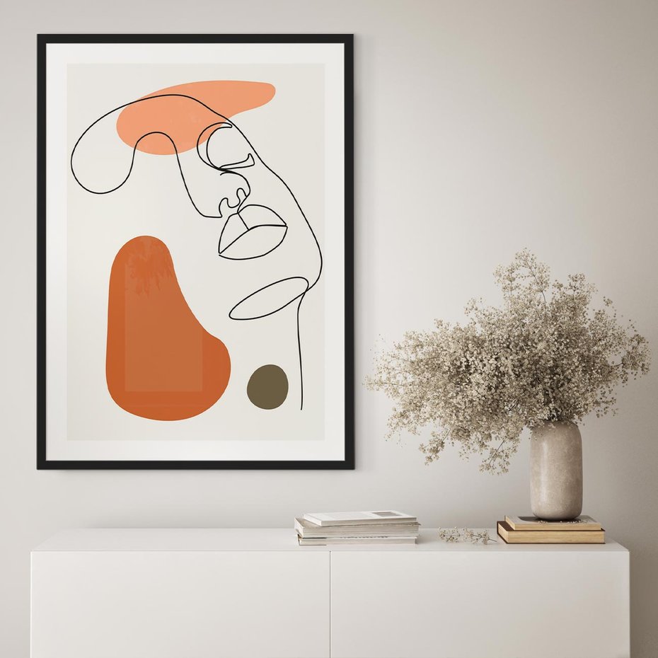 Plakat w ramie 30x40 - Twarz w Geometrycznym Stylu - nowoczesny obraz, grafika - rama czarna