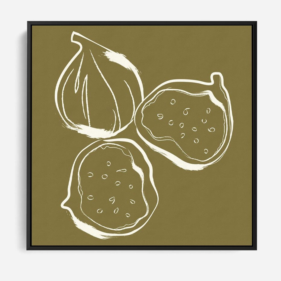 Obraz w ramie 50x50 - Podróżne Barwy - figi, minimalistyczny styl - rama czarna