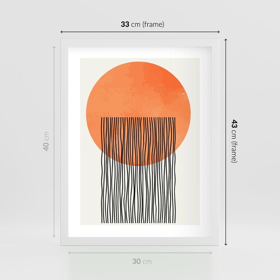 Plakat w ramie 30x40 - Echa Wyobraźni - koło, boho styl - rama biała
