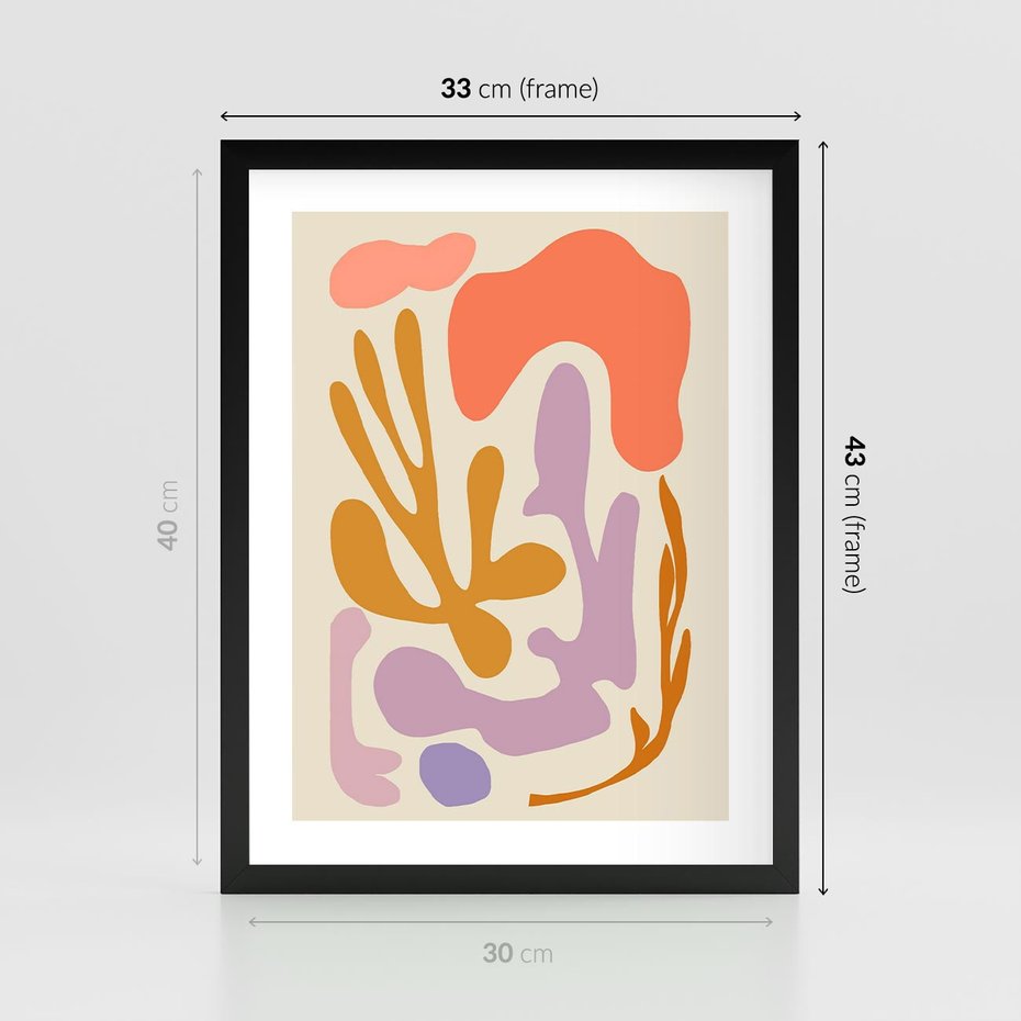 Plakat w ramie 30x40 - Ekspresjonistyczne Impulsy - abstrakcyjny obraz, pastelowe kolory - rama czarna