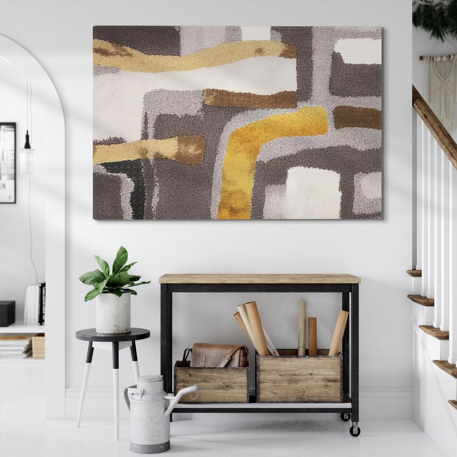 Obraz na płótnie 120x80 - Złote Krzywe - abstrakcja, krzywe linie