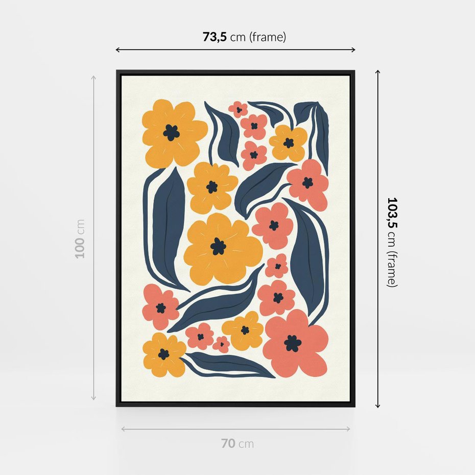 Obraz w ramie 70x100 - Pastelowe Impresje - pastelowe kwiaty, abstrakcyjna kompozycja - rama czarna