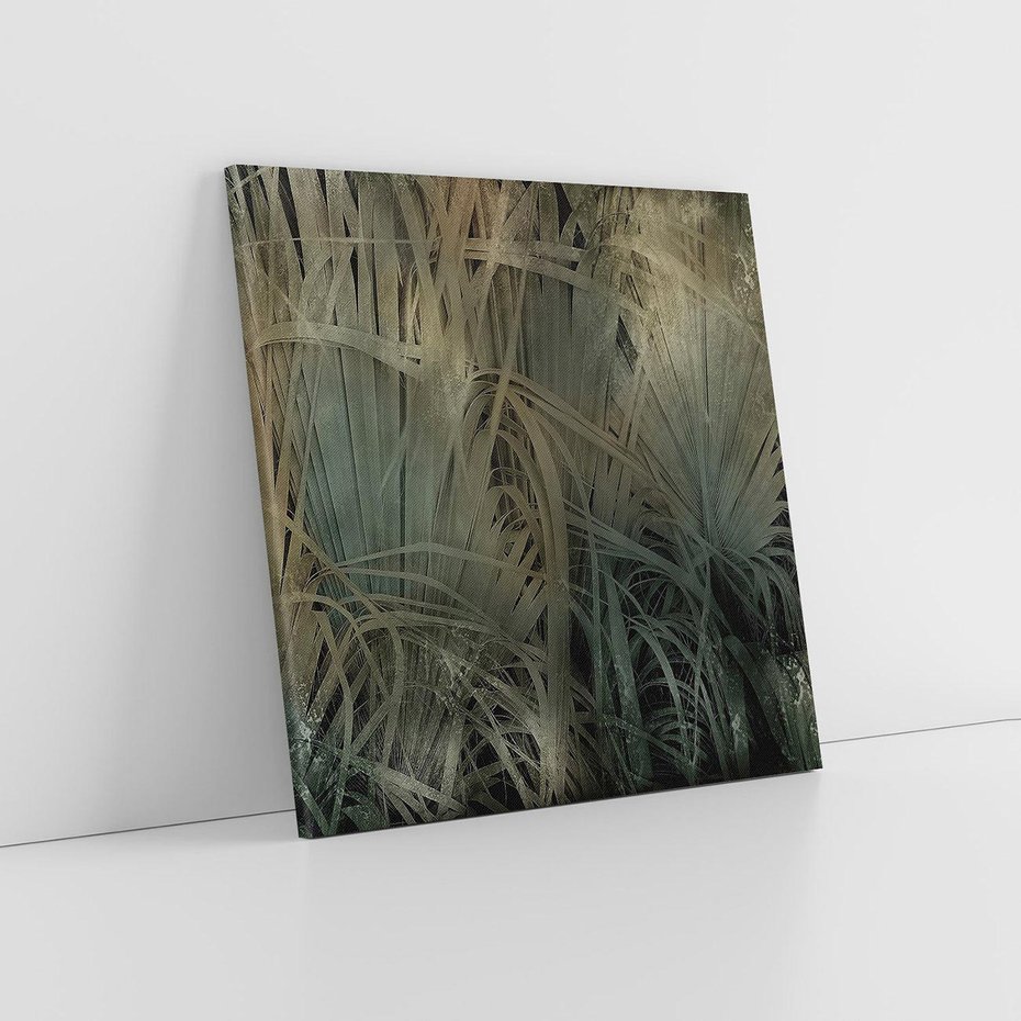 Obraz na płótnie 30x30 - Światło w mroku duszy - liście traw, mroczny klimat