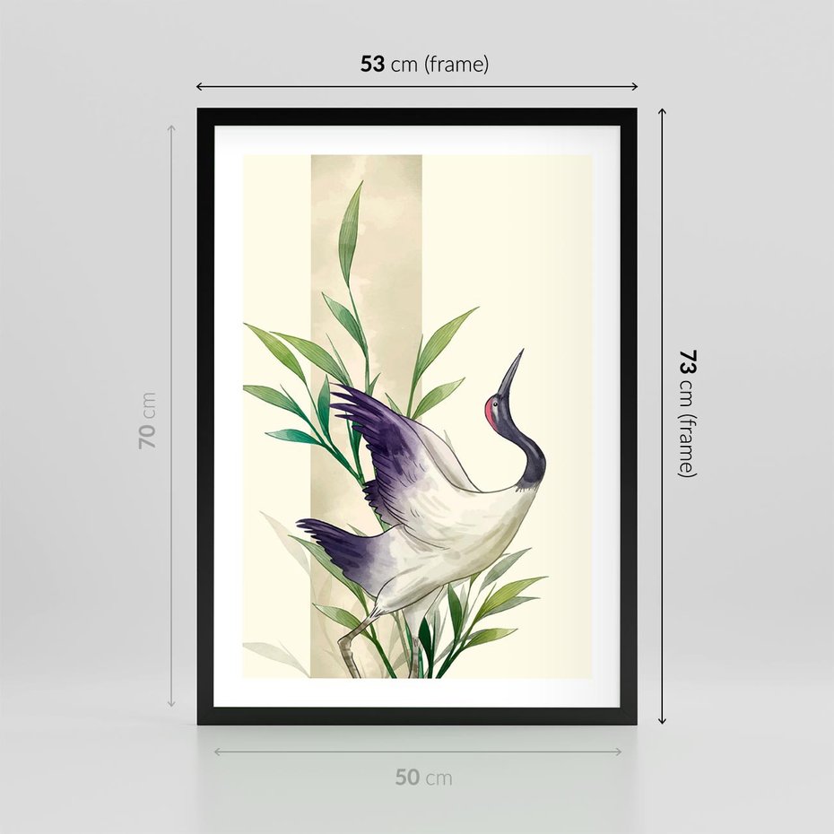 Plakat w ramie 50x70 - Migocące Ptaki - japońska sztuka, ptak - rama czarna