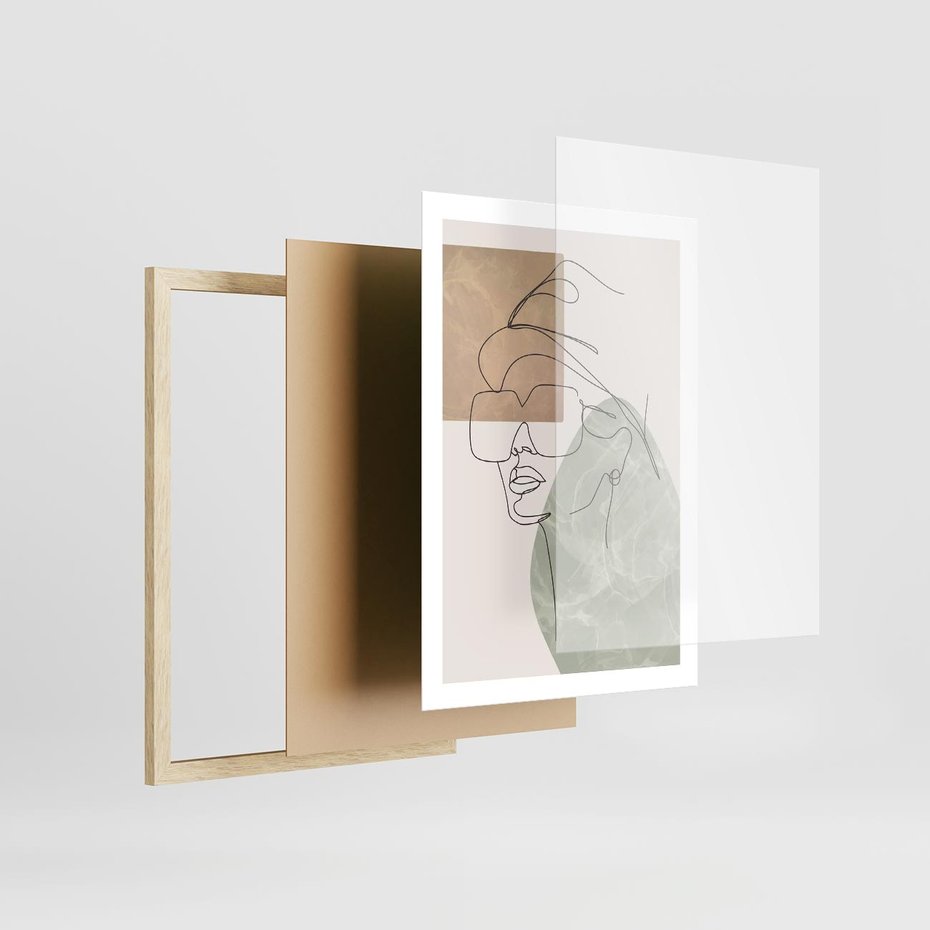 Plakat w ramie 50x70 - Geometria i Szkic - nowoczesny obraz, grafika - rama drewno