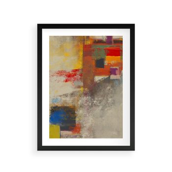 Plakat w ramie 40x50 - Abstrakcja olejna - kształty i kolory - abstrakcja, olejna - rama czarna