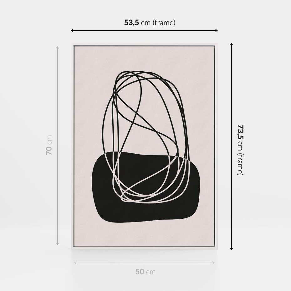 Obraz w ramie 50x70 - Linie Eksploracji - abstrakcyjne szkicowane linie, minimalizm - rama biała