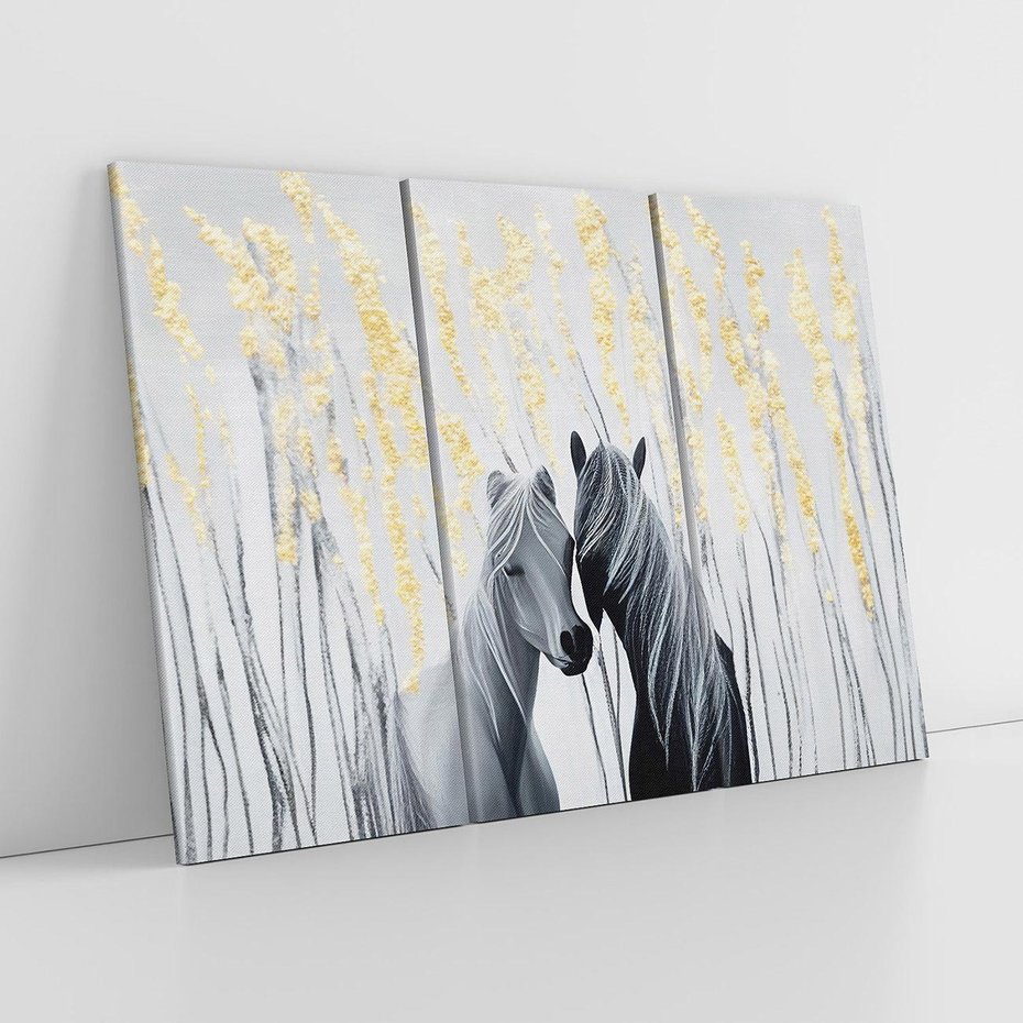 Obraz na płótnie 120x80 - Boho Marzenie - nowoczesna grafika, białe konie