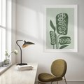 Plakat bez ramy 21x30 - Nurtująca Zieleń - abstrakcyjny zielony motyw, skandynawski design