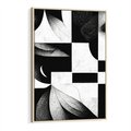 Obraz w ramie 80x120 - Harmonia świateł i cieni - abstrakcja czarno biała, geometria - rama drewno