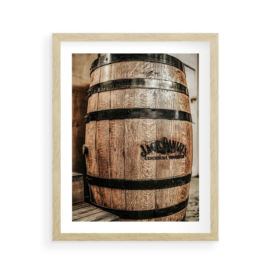 Plakat w ramie 40x50 - Rustykalna Whisky - beczka whiskey, jack daniel's - rama drewno