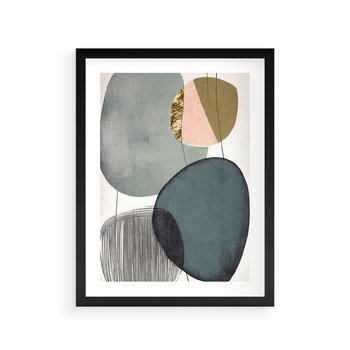 Plakat w ramie 40x50 - Przenikające Formy Duszy - abstrakcyjny obraz, geometryczne obłe formy - rama czarna