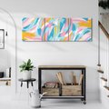 Obraz na płótnie 90x30 - Refleksje w krainie abstrakcji - abstrakcja, energiczne pociągnięcia pędzla