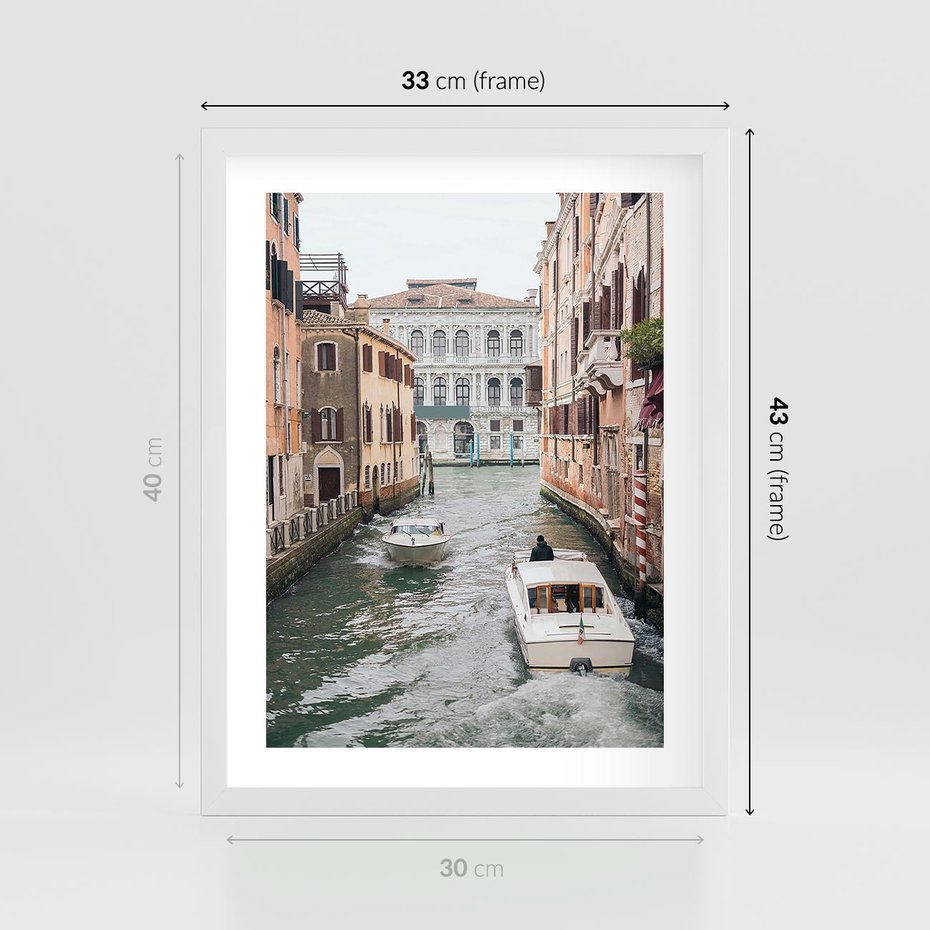 Plakat w ramie 30x40 - Wenecja na Twojej Ścianie - wenecja, kanały - rama biała