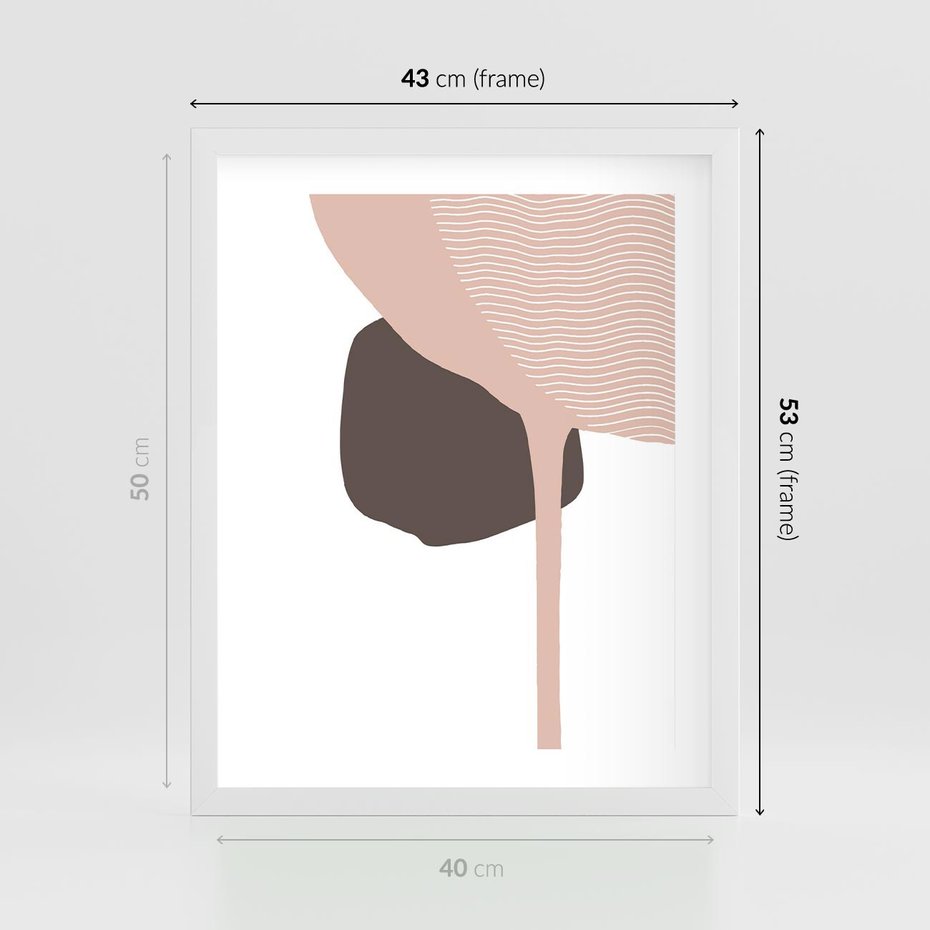 Plakat w ramie 40x50 - Wibracje Odbić Plam - abstrakcyjny obraz, rozlewające się plamy - rama biała