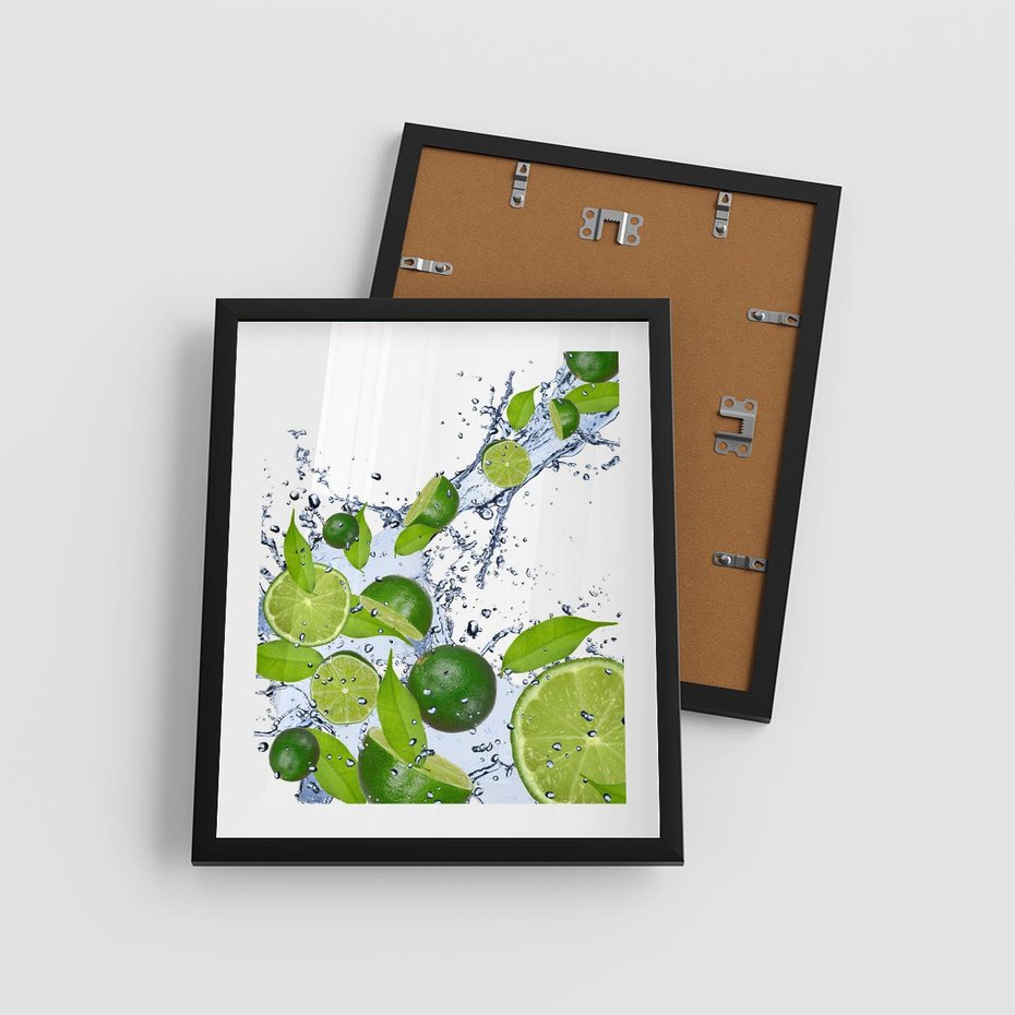 Plakat w ramie 40x50 - Cytrusowa Świeżość - limonki, cytryny - rama czarna