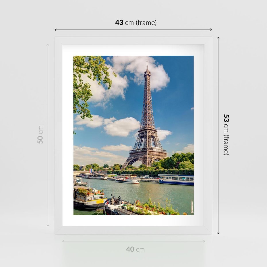 Plakat w ramie 40x50 - Paryżska ikona Francji - wieża Eiffla, Paryż - rama biała