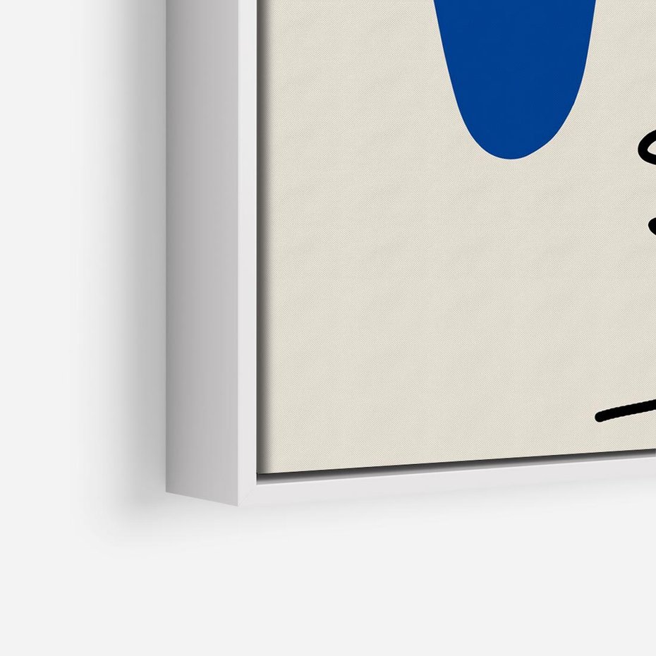 Obraz w ramie 80x80 - Rozbijające Symfonie Form - abstrakcyjny obraz, przypomina twarz - rama biała