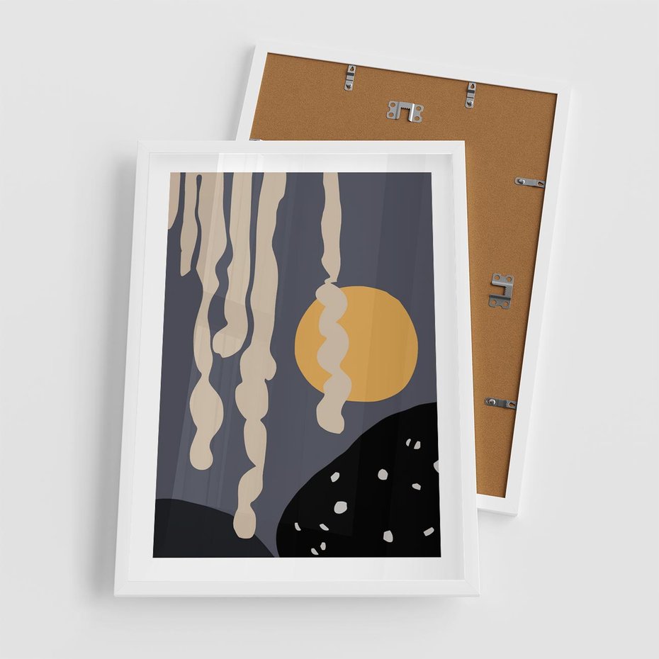 Plakat w ramie 50x70 - Intrygujący Mrok - ciemny, mroczny plakat - rama biała