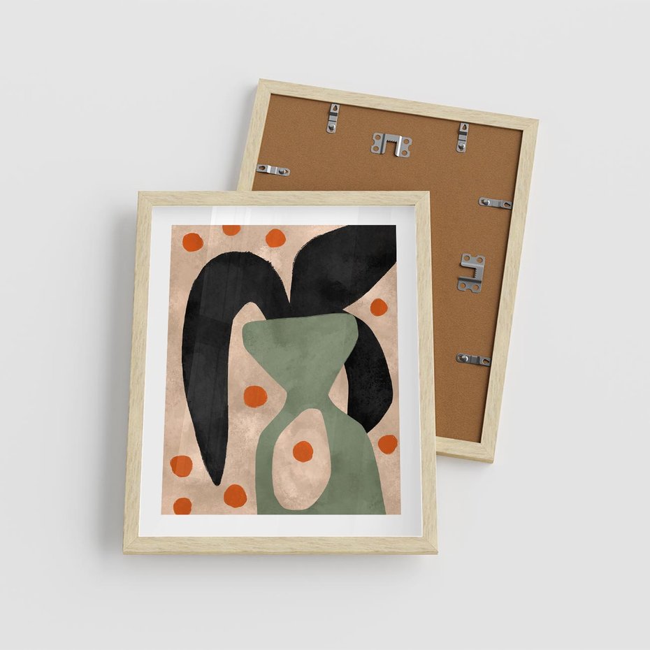 Plakat w ramie 40x50 - Impresje Boho - abstrakcyjny obraz, plakat - rama drewno