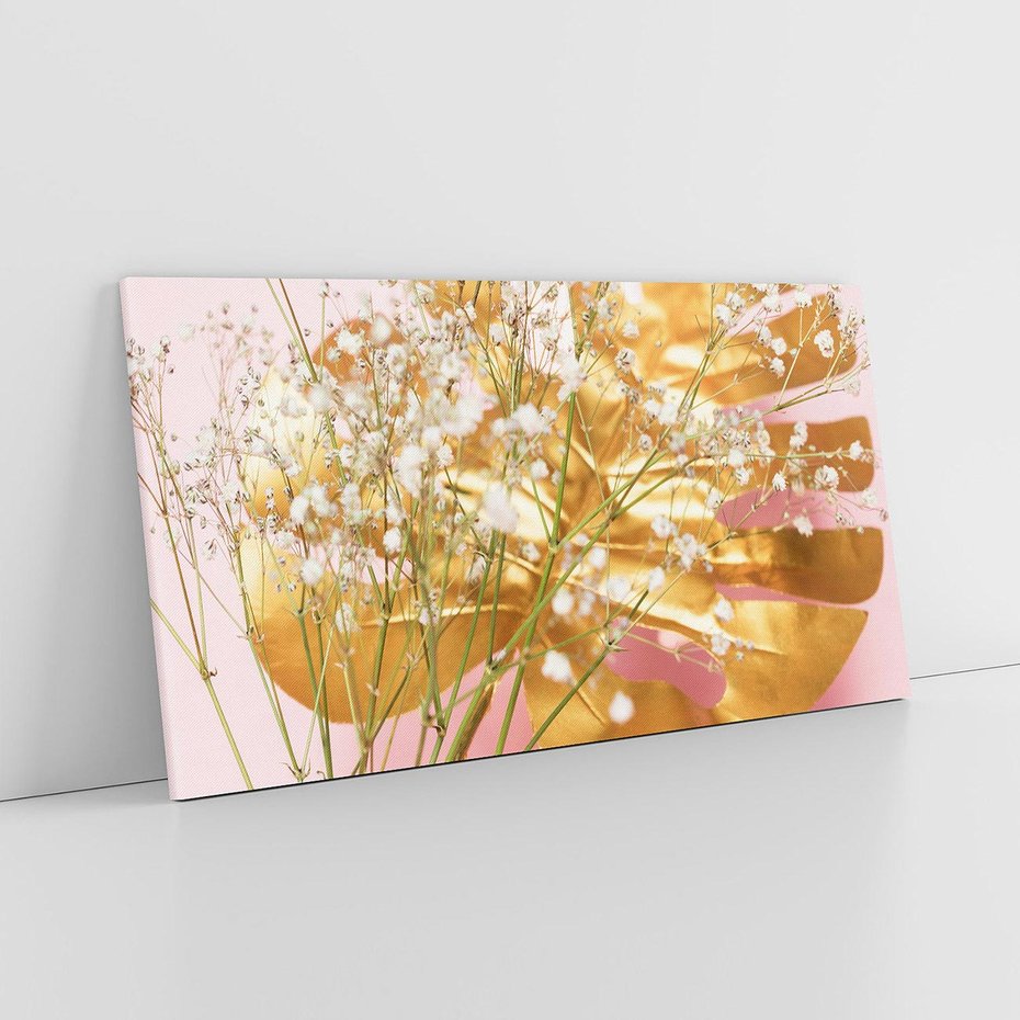 Obraz na płótnie 100x50 - Blask Natury - złote, liście