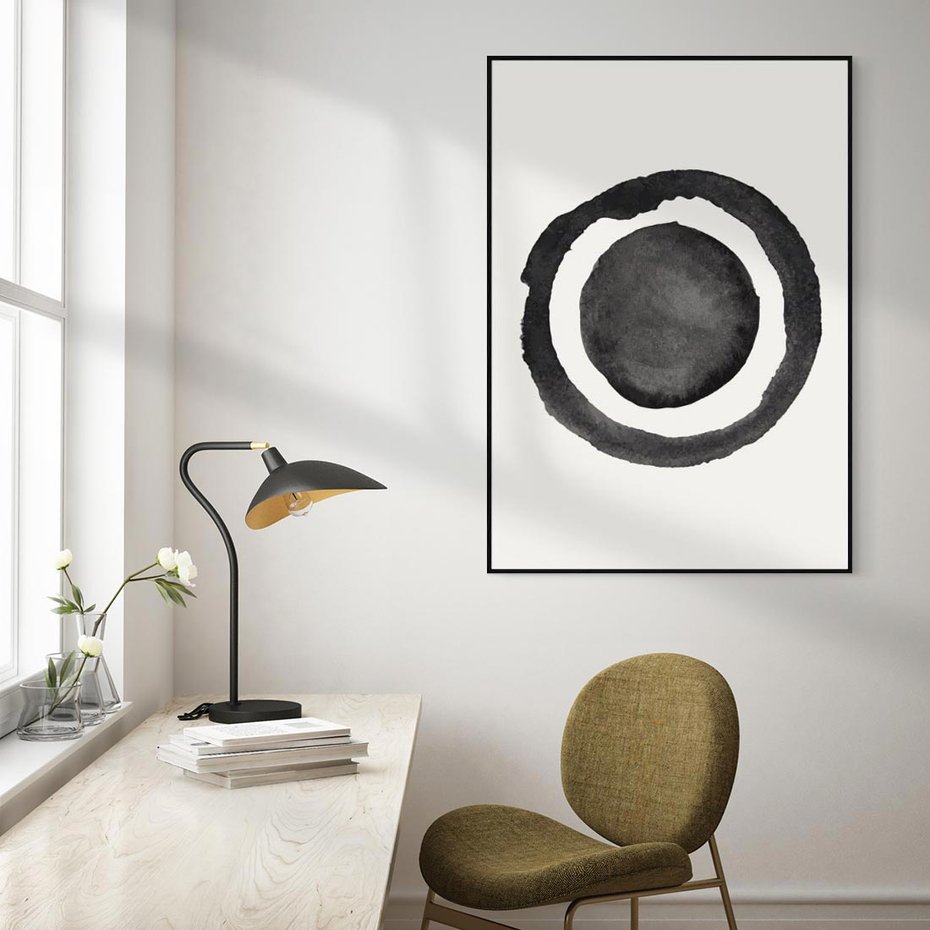 Obraz w ramie 70x100 - Bezgraniczne Widoki - abstrakcyjne plamy okręgi, akwarelowe - rama czarna
