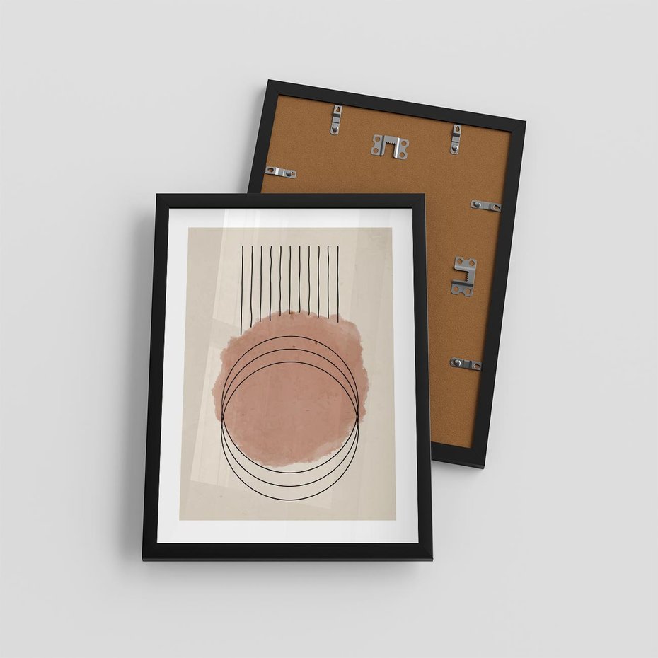 Plakat w ramie 30x40 - Migotliwe Kontury - akwarelowa plama, geometryczne szkicowane kształty - rama czarna