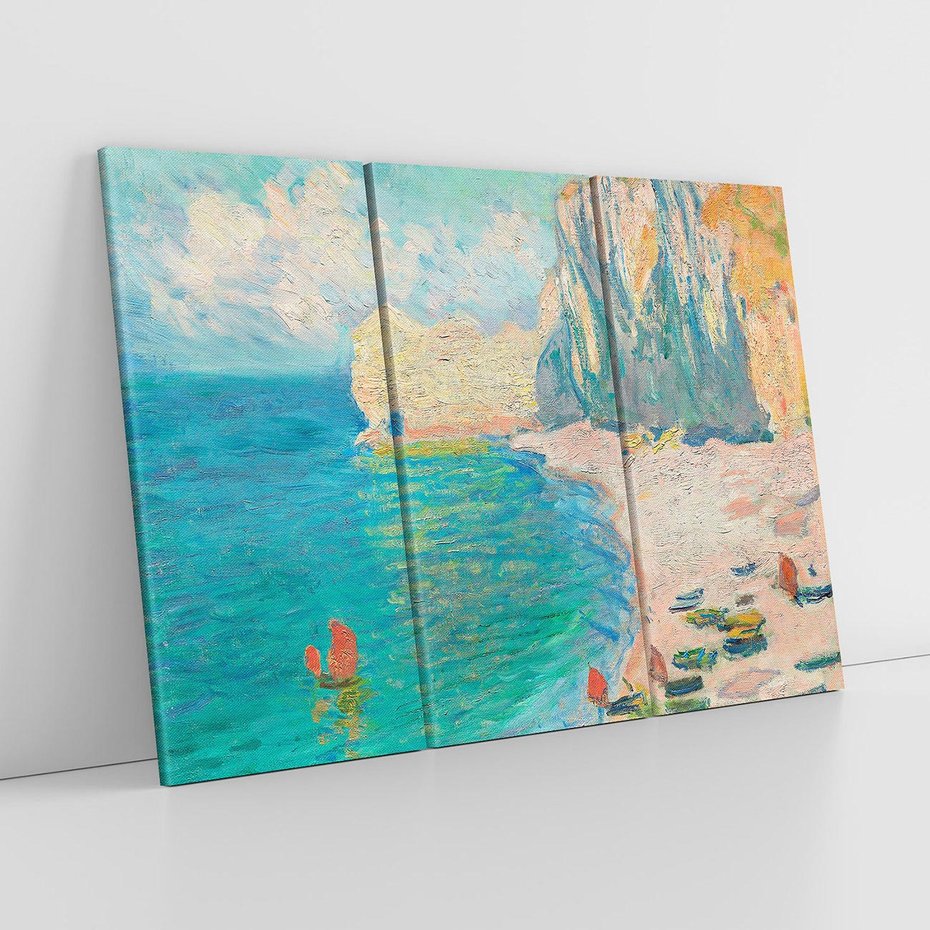 Obraz na płótnie 120x80 - "The Beach and the Falaise d'Amont" (1885) Claude Monet - Reprodukcja - reprodukcja, obraz na płótnie