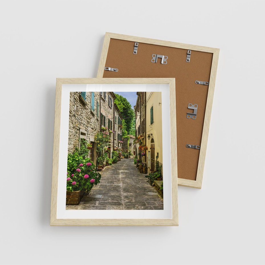 Plakat w ramie 40x50 - Spacer po Złotej Alei - uliczka, perspektywa - rama drewno