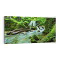 Obraz na płótnie 100x50 - Las przy rzece: potężny wodospad - las, rzeka