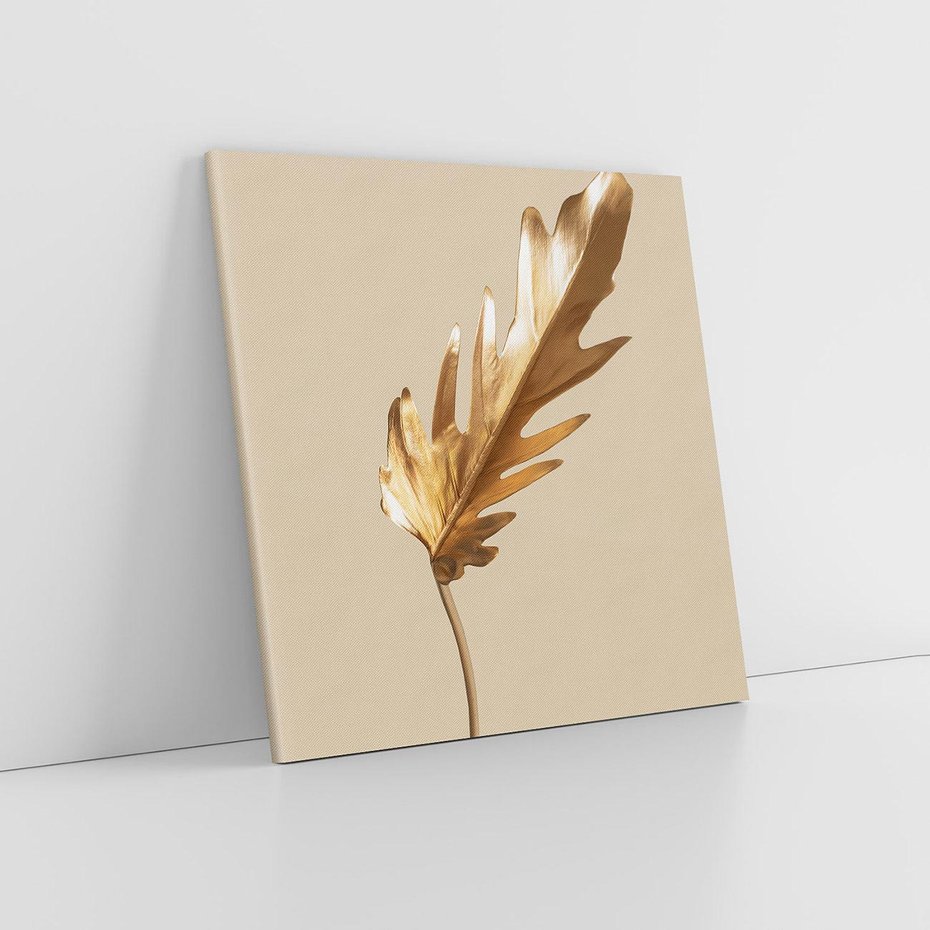 Obraz na płótnie 50x50 - Piękno w Detalu - złoty, liść