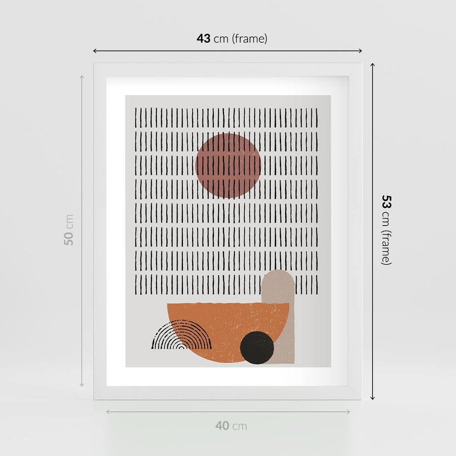 Plakat w ramie 40x50 - Symetria w Stylu Mid-Century - minimalistyczny obraz, mid-century styl - rama biała