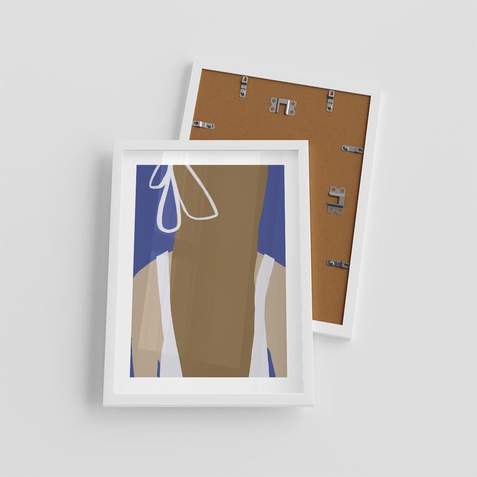 Plakat w ramie 30x40 - Kobieca Inspiracja - plakat retro, kobieta z kokardą - rama biała