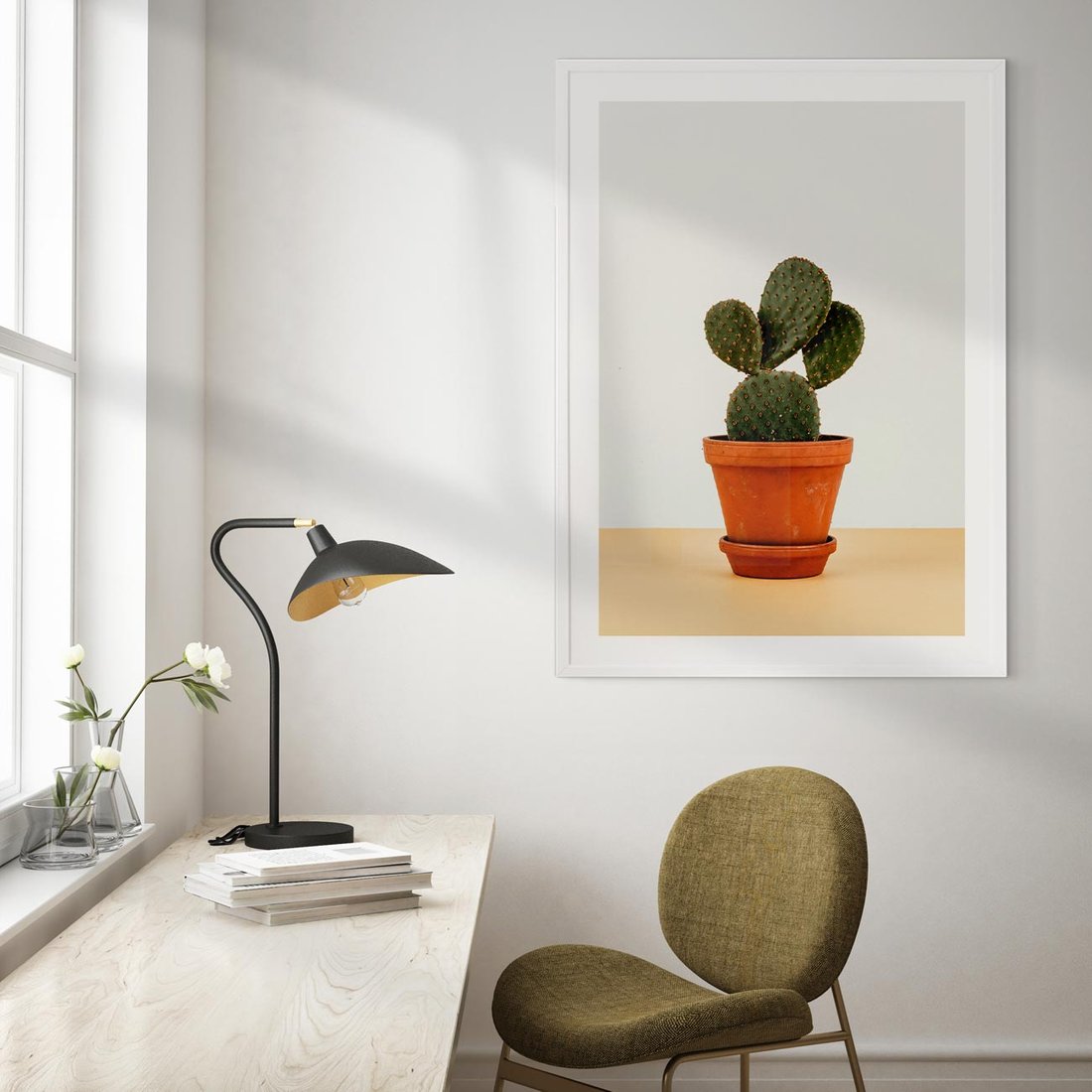 Plakat bez ramy 50x70 - Kwiatowy taniec kaktusa - kaktus, kwiat