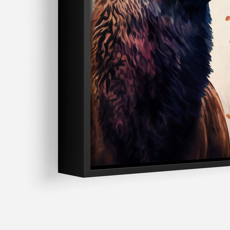 Obraz w ramie 50x70 - Jesienny Monarcha Lasu - grafika komputerowa, na podstawie obrazu - rama czarna