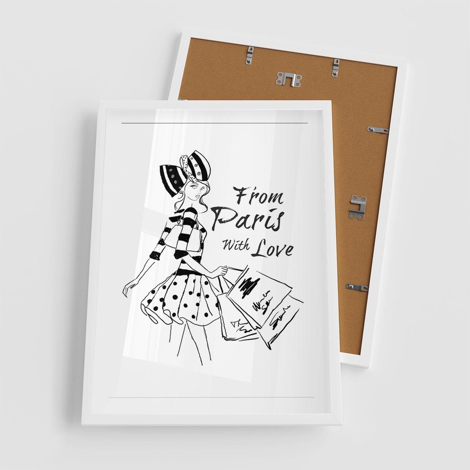 Plakat w ramie 50x70 - Paryż - Miasto Romantycznej Grafiki - Paryż, Paris - rama biała