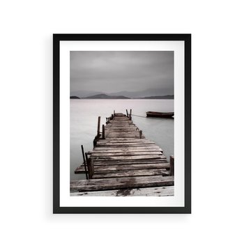 Plakat w ramie 30x40 - Spokój nad Jeziorem - pomost, jezioro - rama czarna