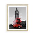 Plakat w ramie 40x50 - Autobusy w tętniącym życiem Londynie - Londyn, autobus - rama drewno