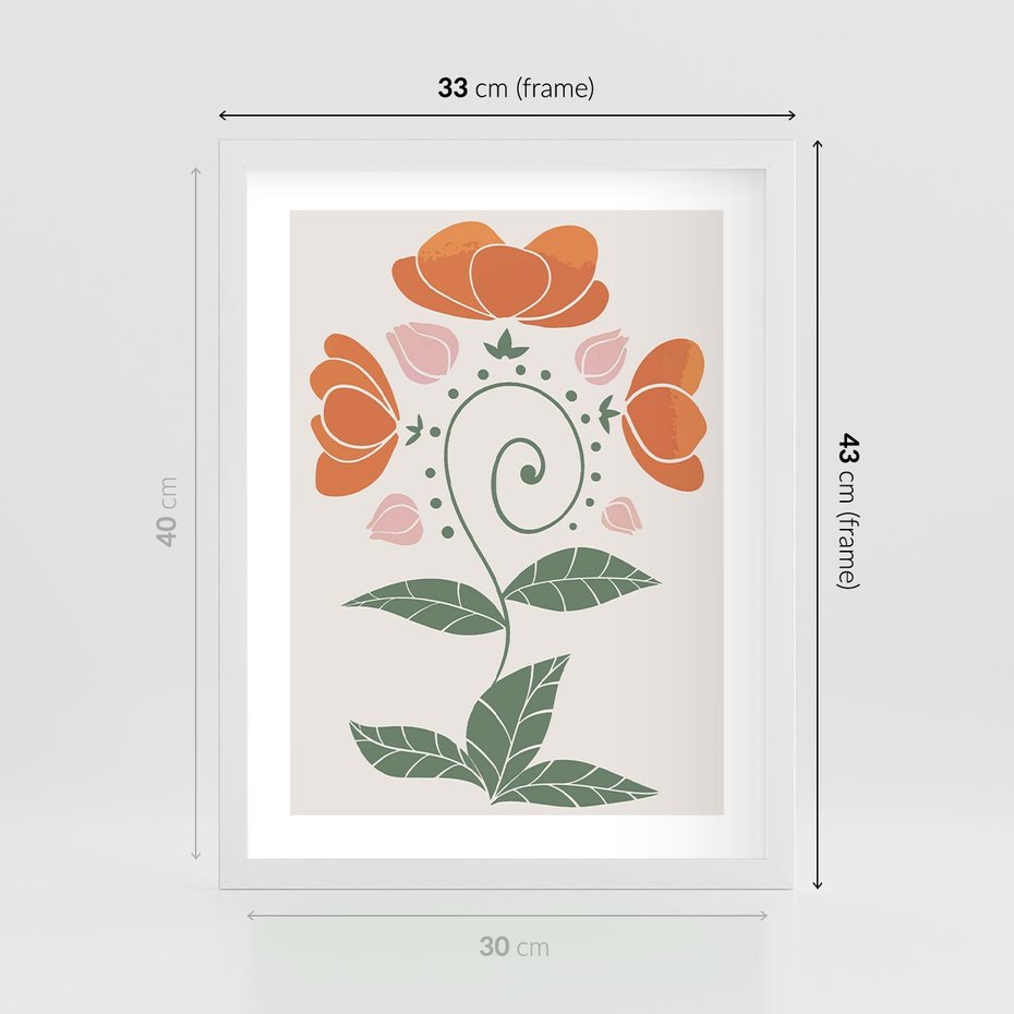 Plakat w ramie 30x40 - Migocące Kształty Kwiatów - kwiaty polne, plakat - rama biała